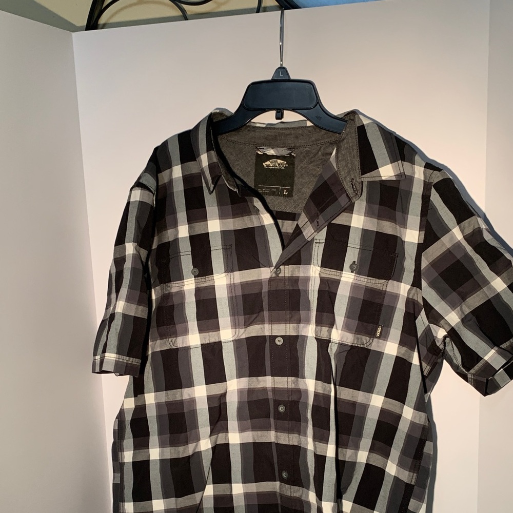 Vans Men's Plaid Black and White Shirt